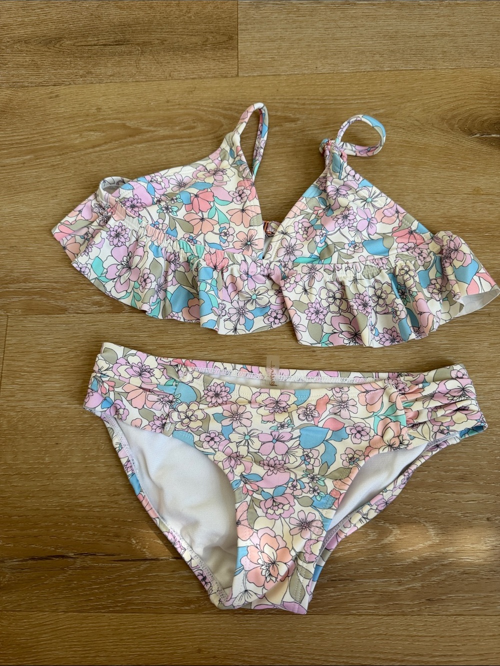 Raisins Pastel Floral Ruffle Two-Piece Bikini - Pink Multi